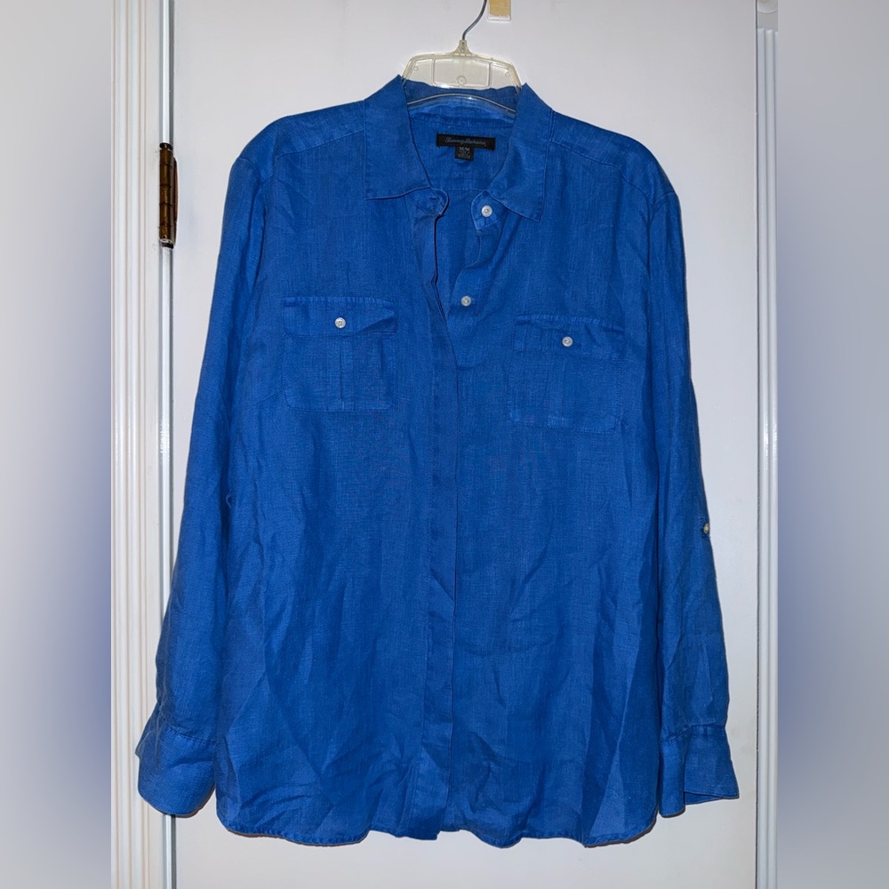 Tommy Bahama Women’s Two Palms Linen Shirt- in blue - Picture 7 of 16